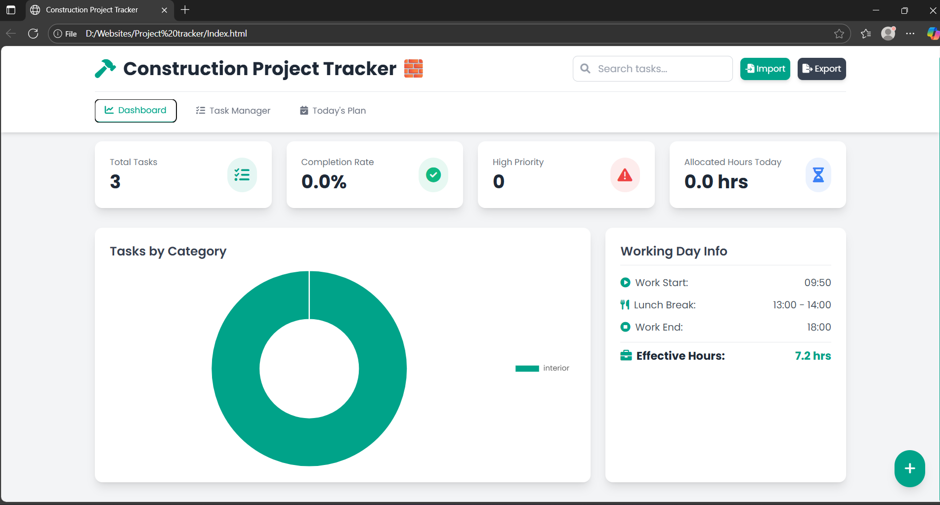 Desktop Dashboard View